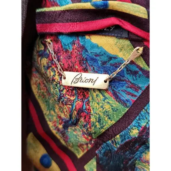BRIONI by Santostefano100% Silk tie Made in ITALY Bright colors Abstract 57